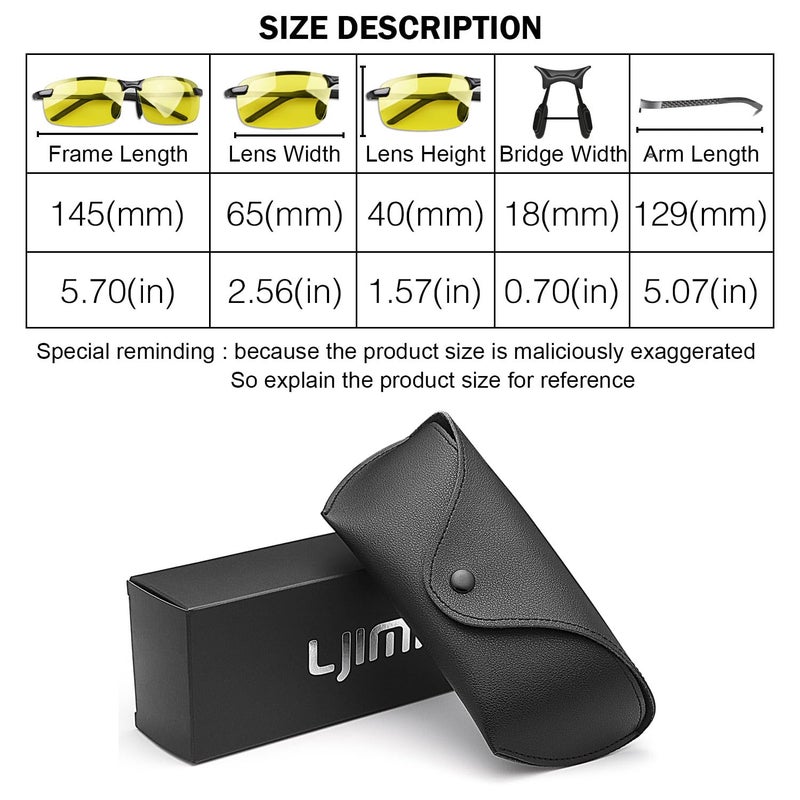 YIMI Polarized Photochromic Outdoor Sports Driving Sunglasses for Men Women AntiGlareEyewear Ultra-Light Sun Glasses (photochromic/Black Frame Yellow lens) - Image 5